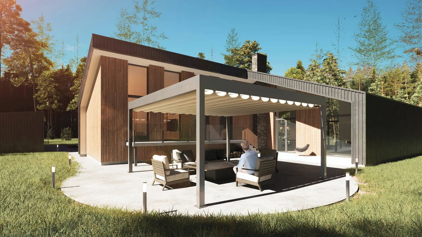 Pérgola bioclimática em terraço
