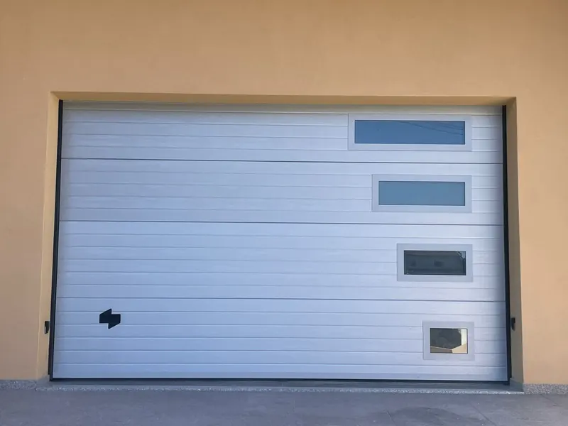 White sectional door with glazed windows